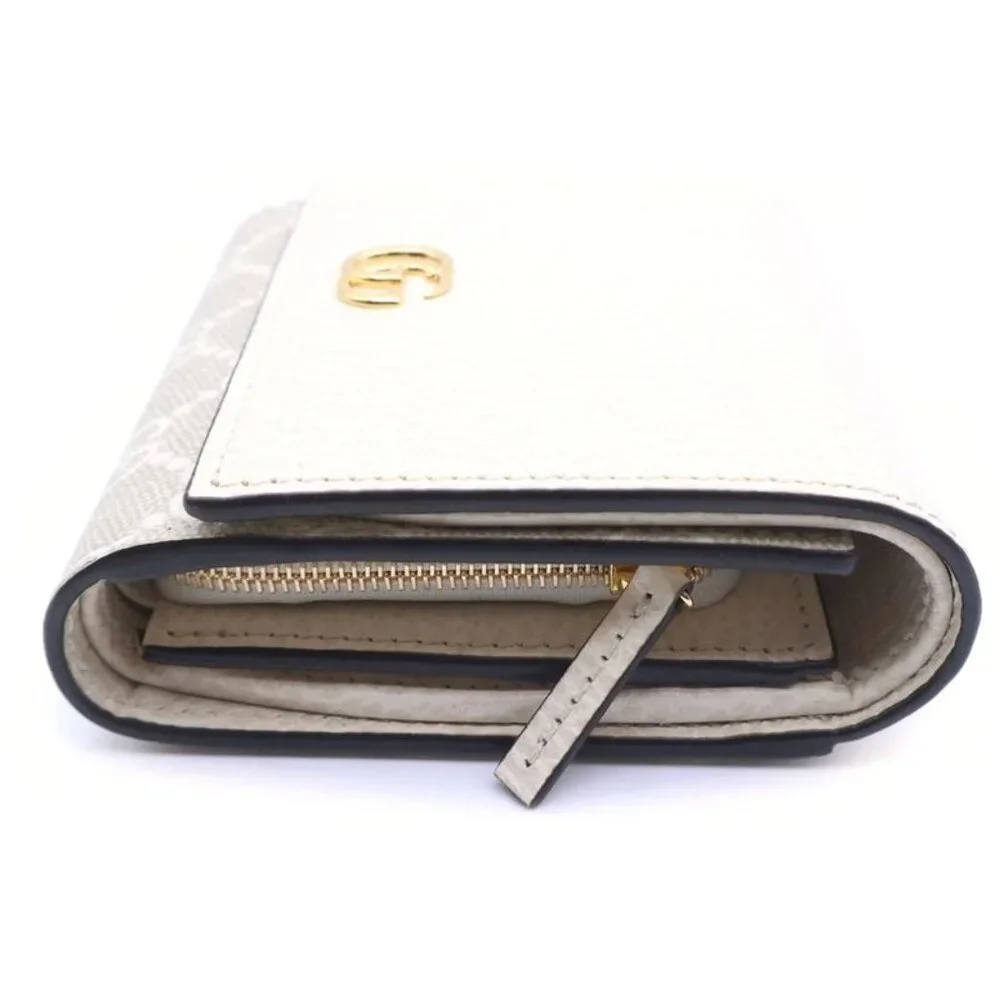 ★SOLD★ Gucci GG Marmont Compact Wallet Trifold Coin Case Beige White - Picture 3 of 6